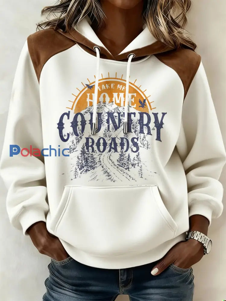 Chandail à capuchon Country Roads Take Me Home pour femme Blanc / S