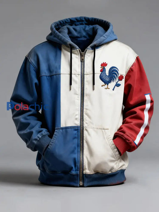 Chandail à capuchon Drapeau Français Le Coq Gaulois Homme comme image / S