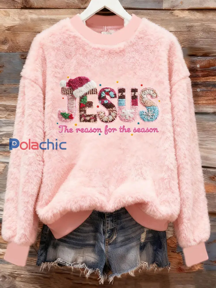 Chandail à capuchon en flanelle Jesus The Reason pour femme Rose / S