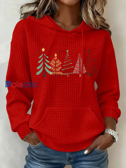 Chandail à capuchon FDT pour femmes Christmas Tree Rouge / S
