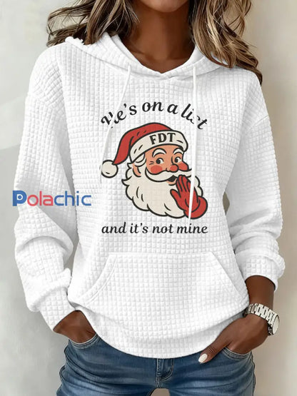Chandail à capuchon imprimé Santa Claus FDT Femme Blanc / S