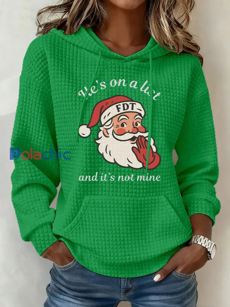 Chandail à capuchon imprimé Santa Claus FDT Femme Vert / S
