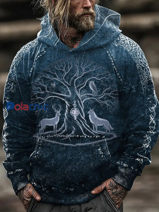 Chandail à capuchon Mystic Viking Tree & Animal Print Homme Multicolore / S