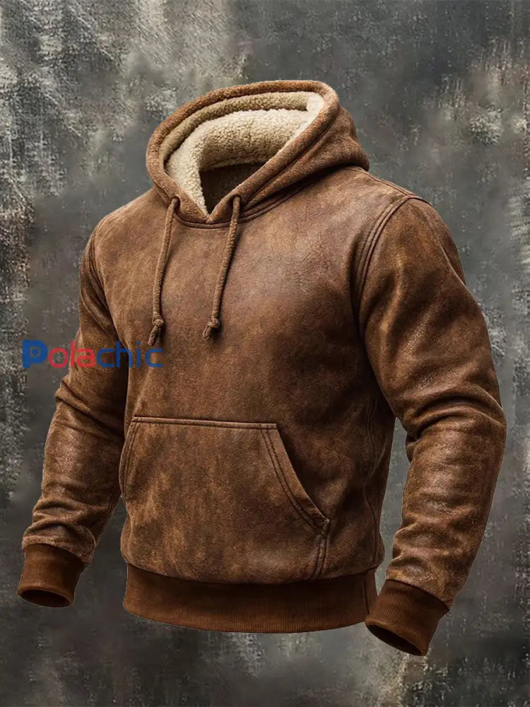 Chandail à capuchon Retro Warm Outdoor Homme Marron / S