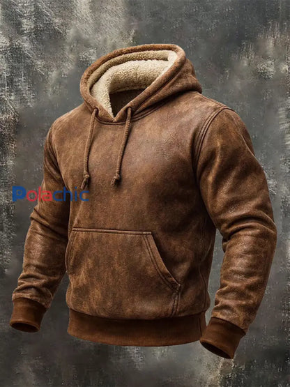 Chandail à capuchon Retro Warm Outdoor Homme Marron / S