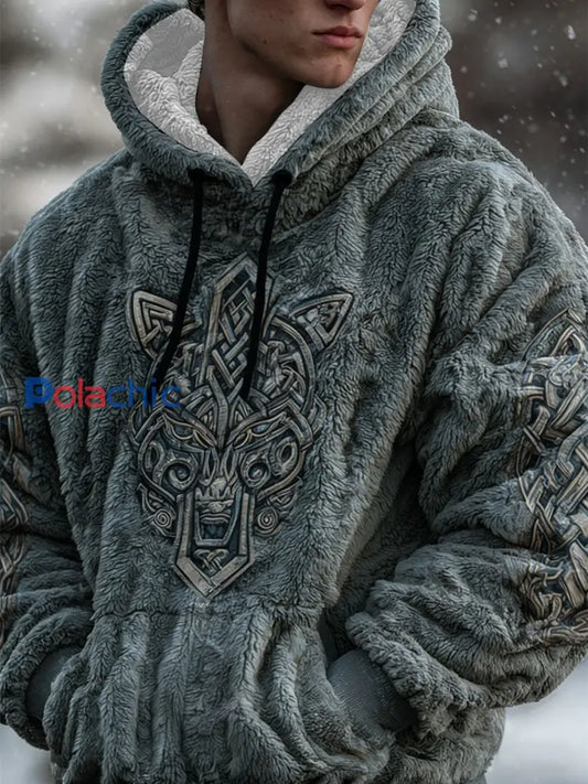 Chandail à capuchon Viking Flannel Homme Bleu foncé-Gris / S