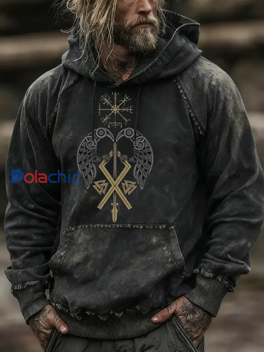 Chandail à capuchon Viking Homme Noir / S