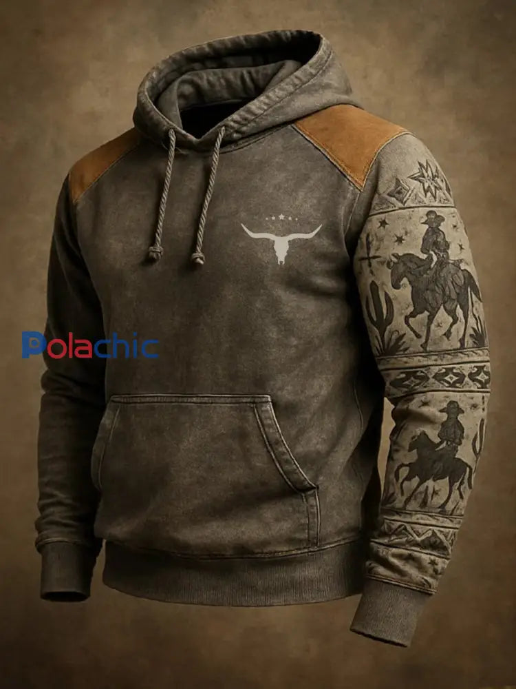 Chandail à capuchon Western Homme Gris foncé / S