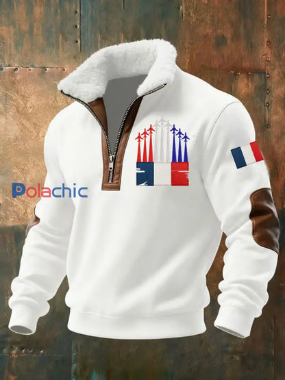 Chandail à capuchon zippé Avion De Combat Baggy Homme Blanc / S