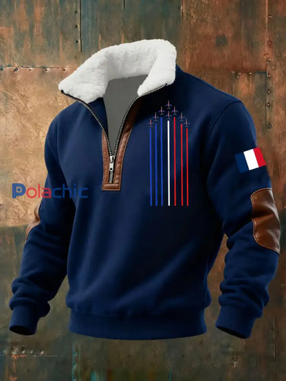 Chandail à capuchon zippé Avion De Combat Baggy Homme Bleu Marine / S