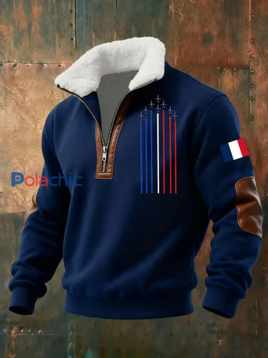 Chandail à capuchon zippé Avion De Combat Baggy Homme Bleu Marine / S