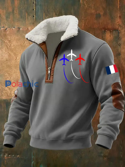 Chandail à capuchon zippé Avion De Combat Baggy Homme Gris / S
