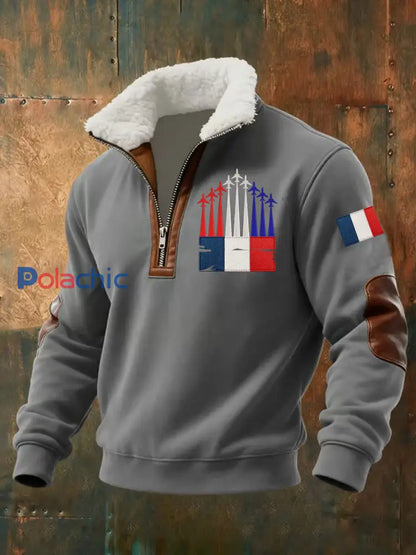Chandail à capuchon zippé Avion De Combat Baggy Homme Gris / S