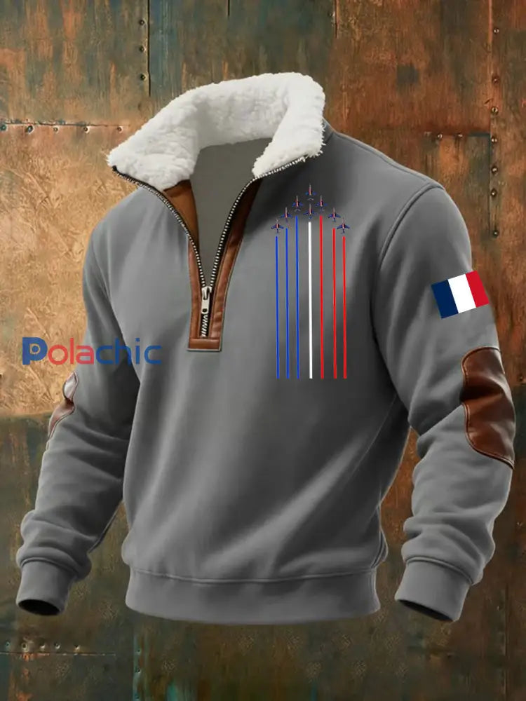 Chandail à capuchon zippé Avion De Combat Baggy Homme Gris / S