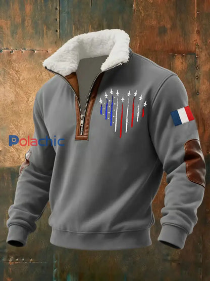 Chandail à capuchon zippé Avion De Combat Baggy Homme Gris / S
