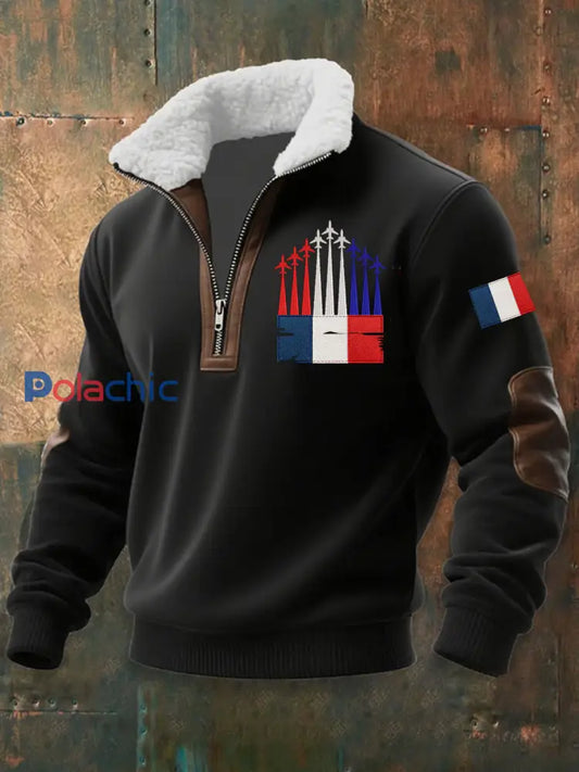 Chandail à capuchon zippé Avion De Combat Baggy Homme Noir / S