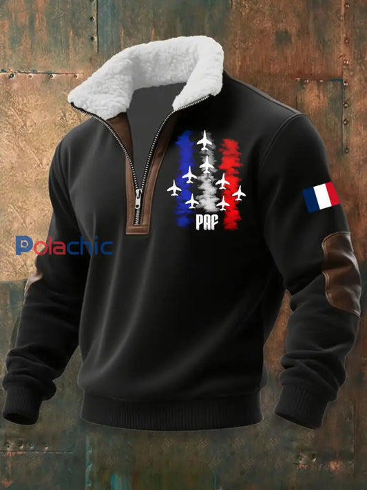 Chandail à capuchon zippé Avion De Combat Baggy Homme Noir / S