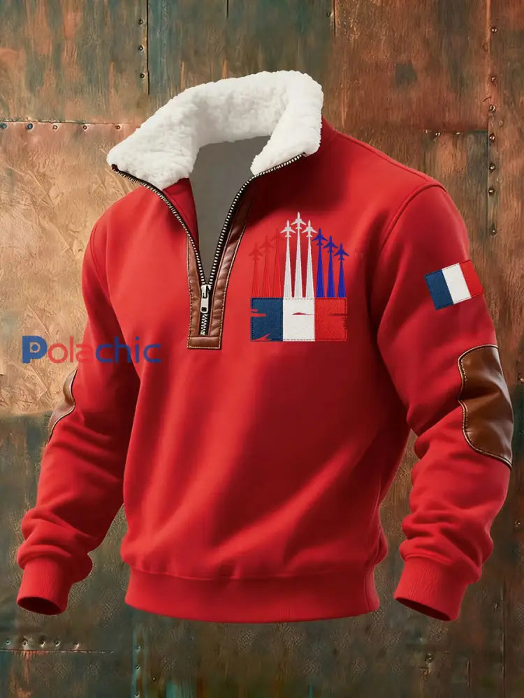 Chandail à capuchon zippé Avion De Combat Baggy Homme Rouge / S