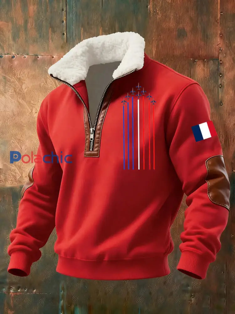 Chandail à capuchon zippé Avion De Combat Baggy Homme Rouge / S