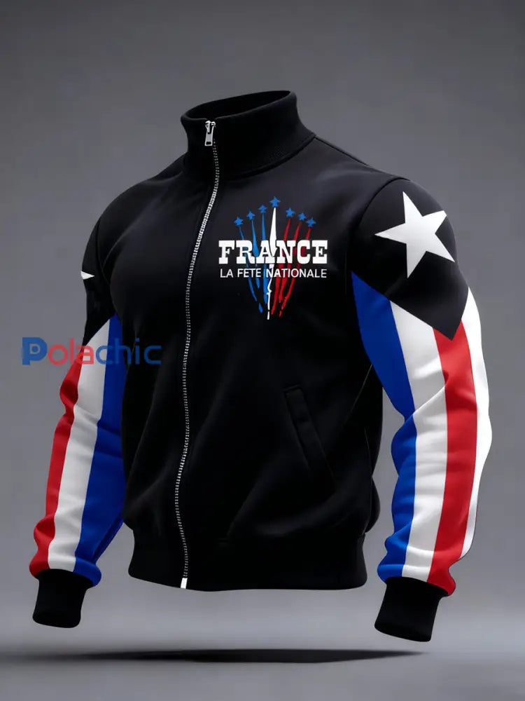 Chandail à capuchon zippé France La Fete Nationale Homme Noir / S