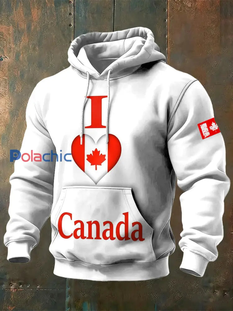 Chandail blanc imprimé drapeau du Canada pour hommes Blanc / S
