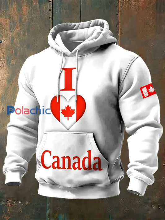Chandail blanc imprimé drapeau du Canada pour hommes Blanc / S