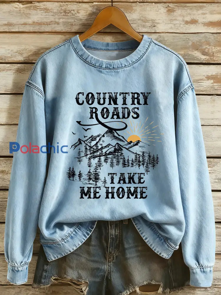Chandail Country Roads Take Me Home Regular Femme Bleu / S