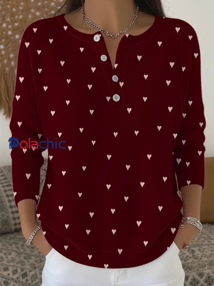 Chandail Henley à motifs Sweet Heart Femme Multicolore / S