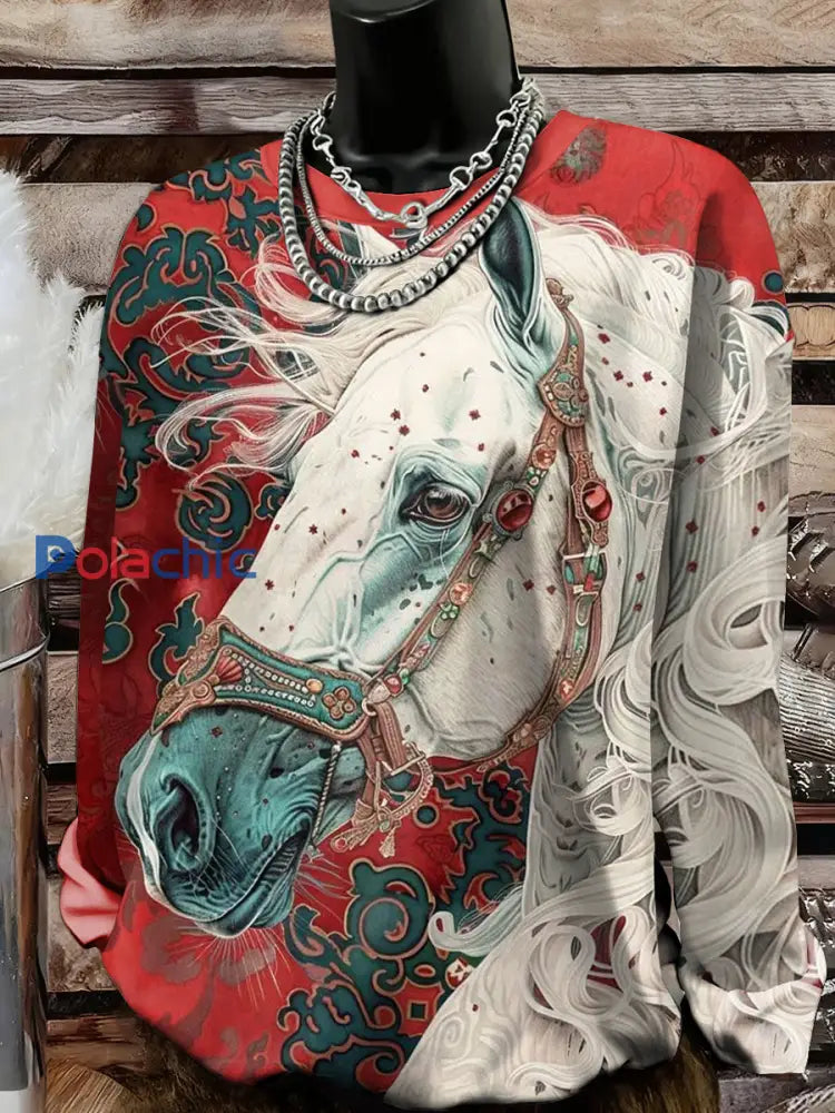 Chandail Western Horse Art Femme comme image / S