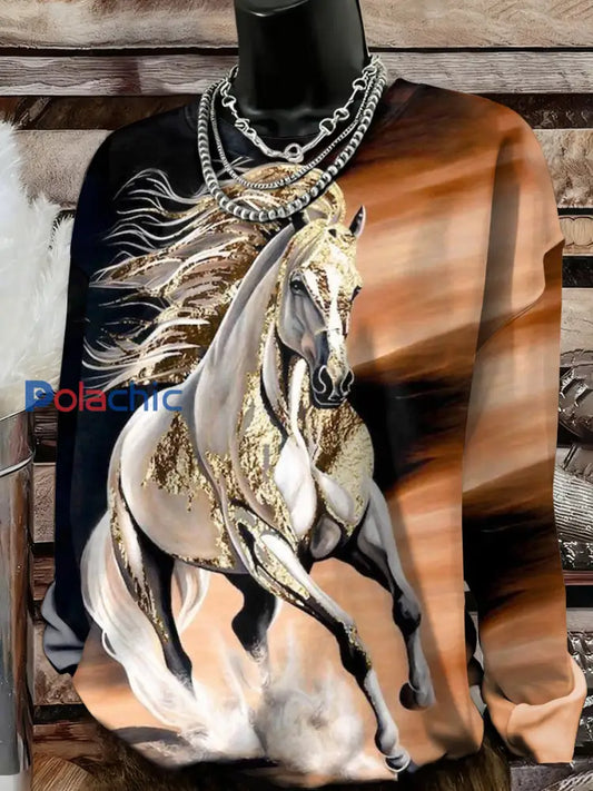 Chandail Western Horse Art Femme comme image / S