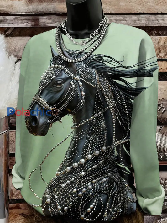 Chandail Western Horse Art Femme comme image / S