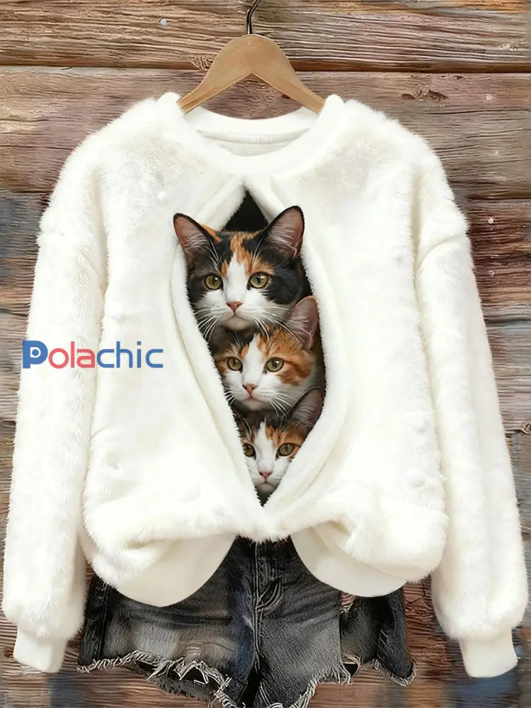 Chandails en flanelle Cats Femme Beige / S