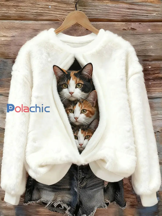 Chandails en flanelle Cats Femme Beige / S