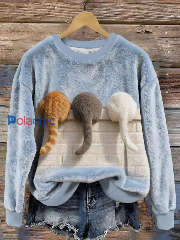 Chandails en flanelle Cats Femme Bleu clair / S
