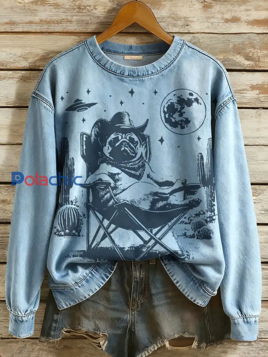 Chandails Western Poodle Femme Bleu / S