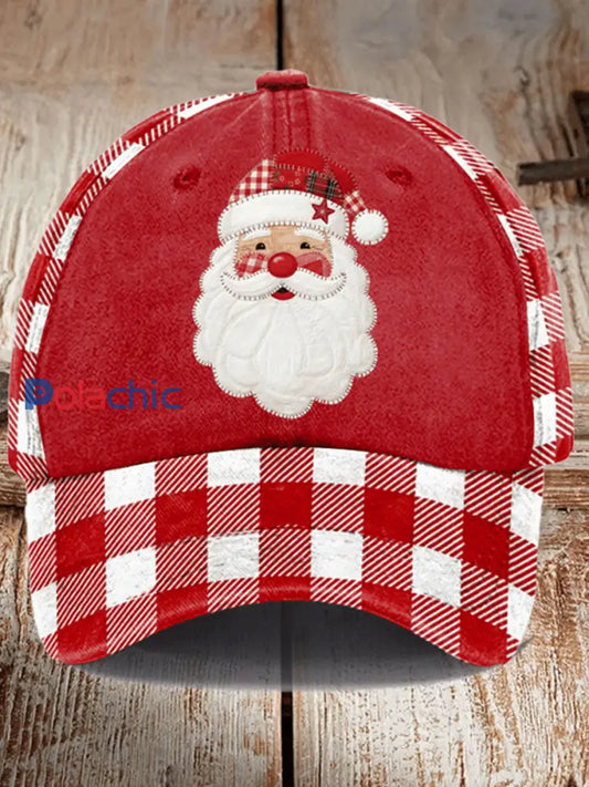 Chapeau à carreaux du Père Noël Unisexe Rouge / ONE
