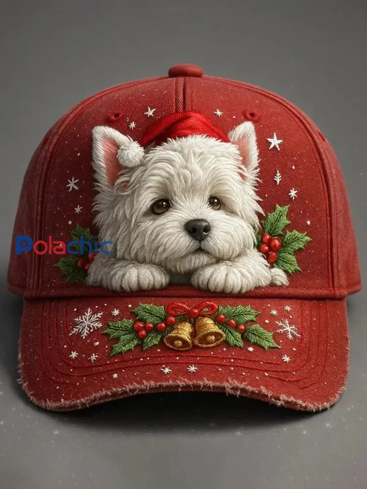 Chapeau d’art de chien de Noël Rouge / UN