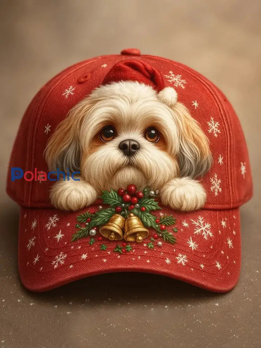 Chapeau d’art de chien de Noël Rouge / UN