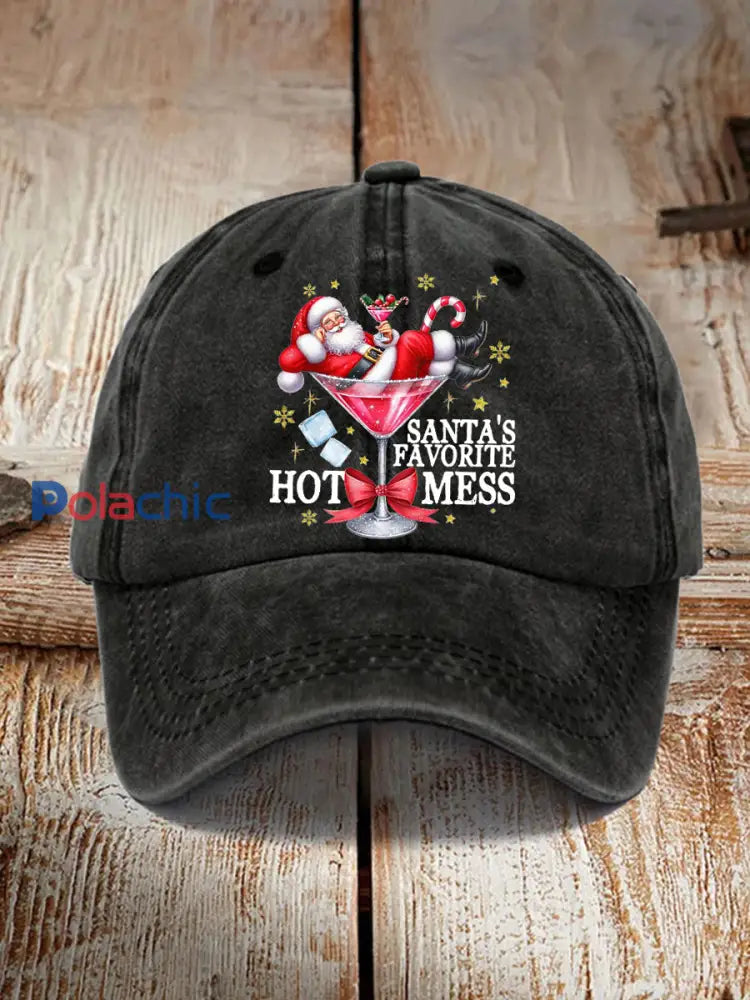 Chapeau de mess chaud préféré du père noël drôle unisexe Noir / ONE