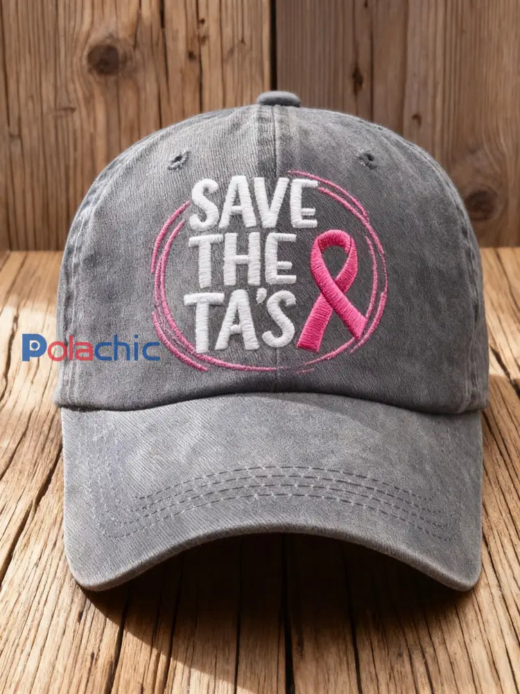 Chapeau délavé imprimé cancer du sein vintage Gris / S