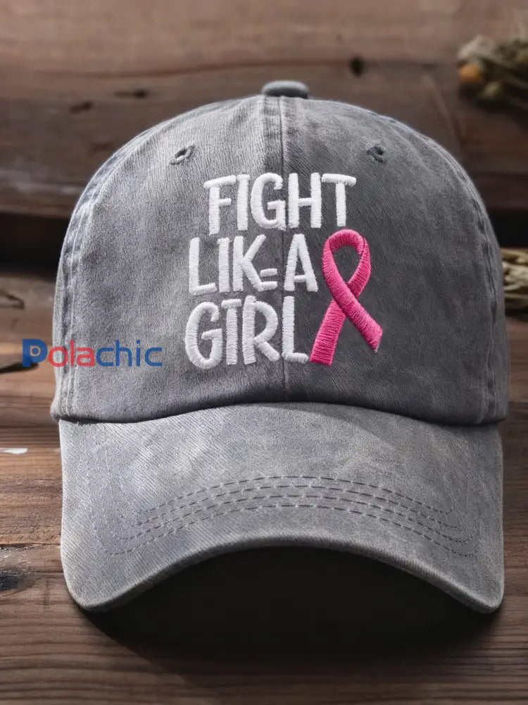 Chapeau délavé imprimé cancer du sein vintage Gris / S