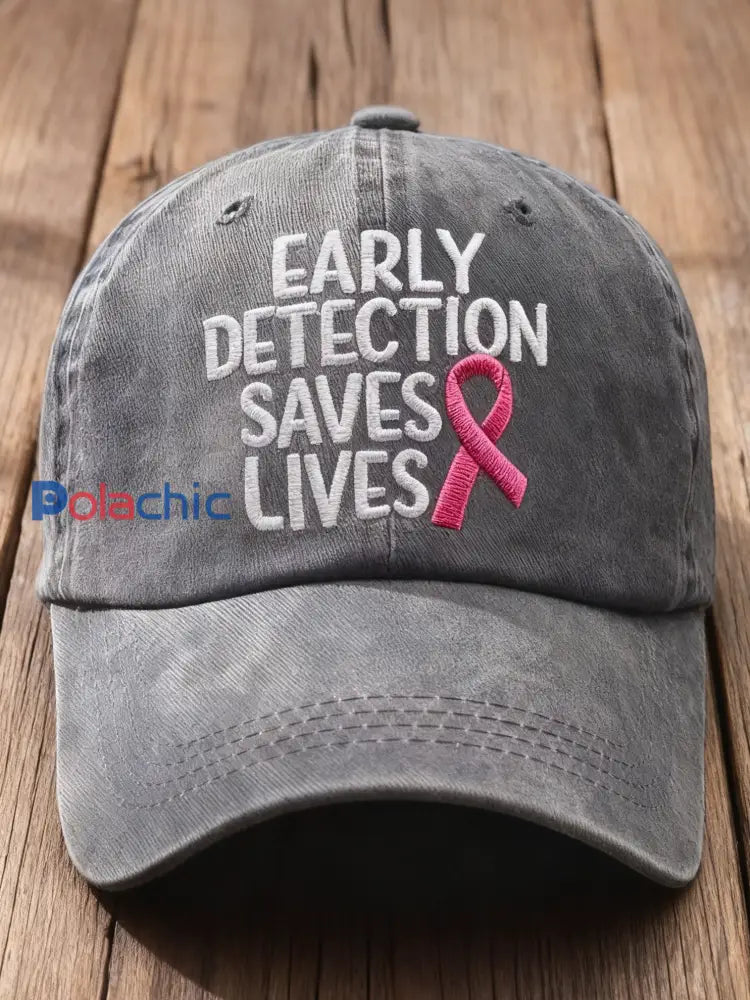 Chapeau délavé imprimé cancer du sein vintage Gris / S