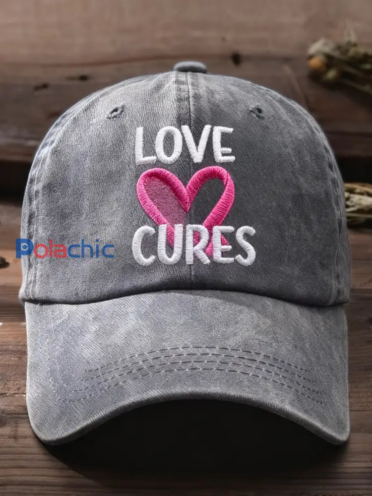 Chapeau délavé imprimé cancer du sein vintage Gris / S