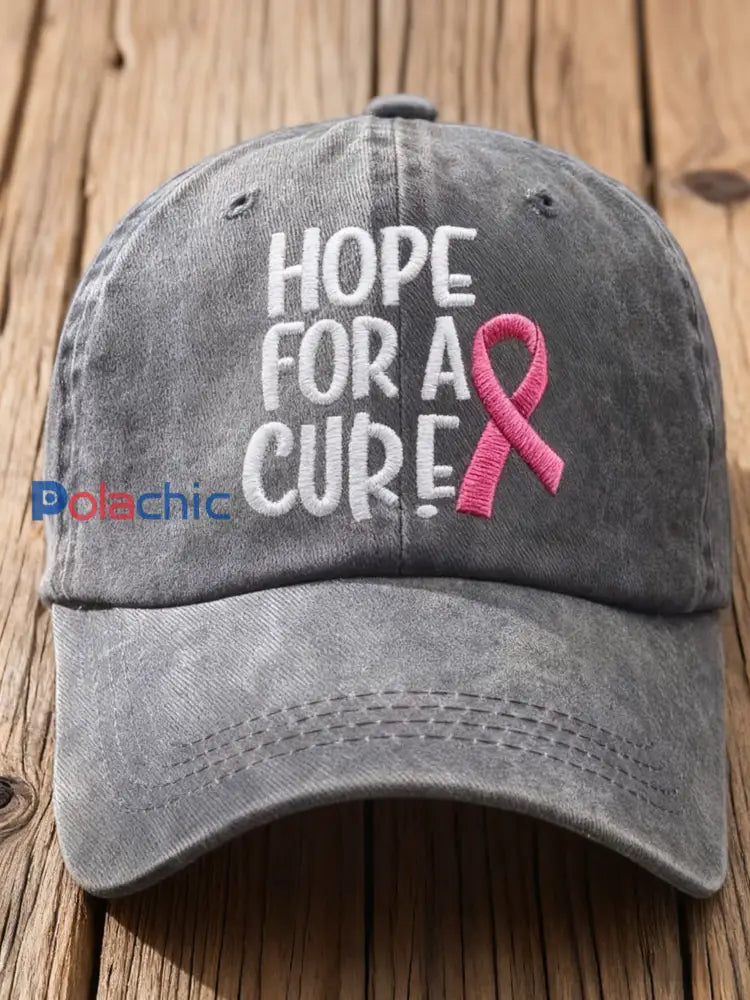 Chapeau délavé imprimé cancer du sein vintage Gris / S