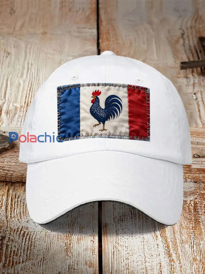 Chapeau Drapeau Français Le Coq Gaulois Unisexe Blanc / ONE