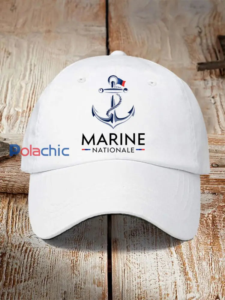 Chapeau imprimé Marine Nationale Unisexe Blanc / JM