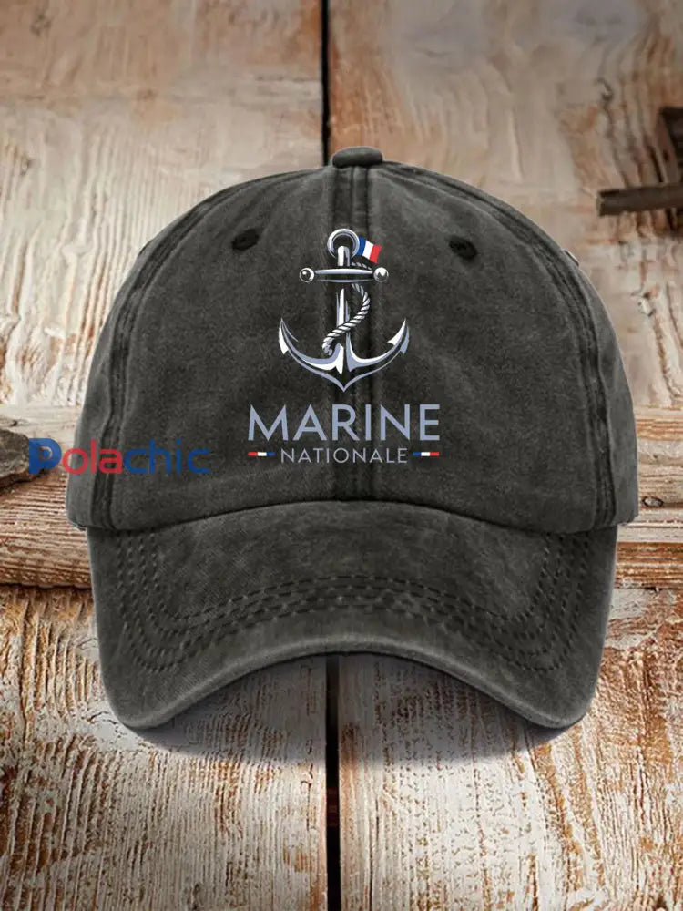 Chapeau imprimé Marine Nationale Unisexe Noir / JM