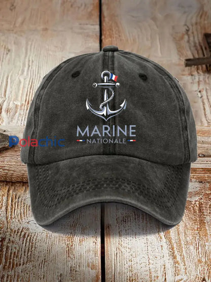 Chapeau imprimé Marine Nationale Unisexe Noir / JM