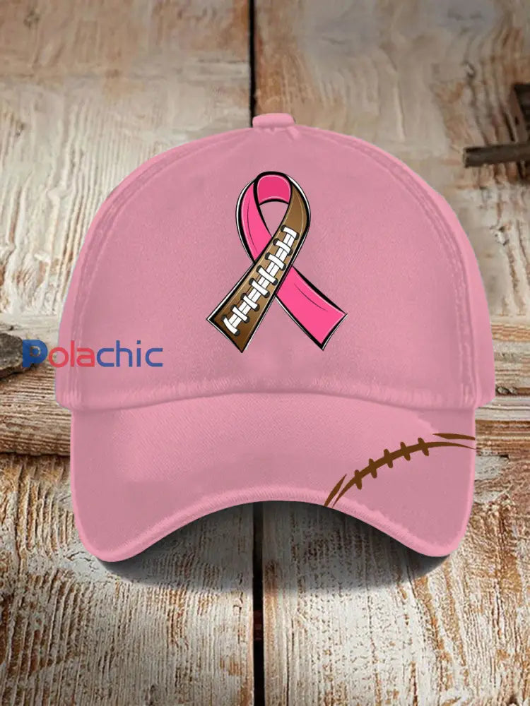 Chapeau unisexe à imprimé football rose cancer du sein comme image / ONE