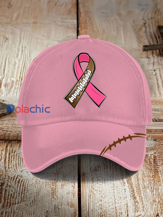 Chapeau unisexe à imprimé football rose cancer du sein comme image / ONE